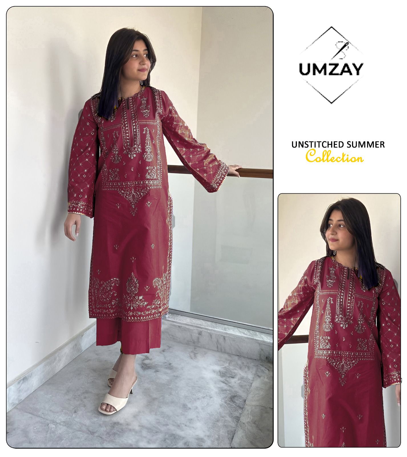 2Pc Embroidered Suit