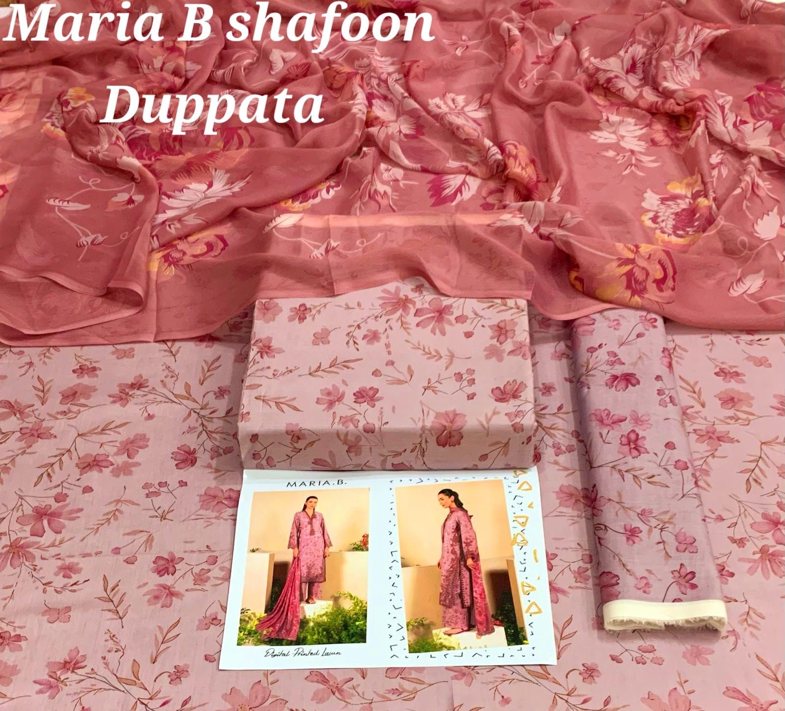 MARIA.B Shafoon Dupatta 3pc Lawn
