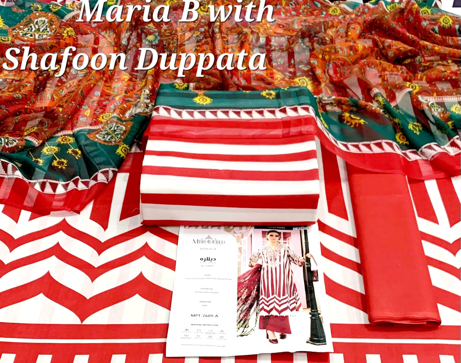 MARIA.B Shafoon Dupatta 3pc Lawn