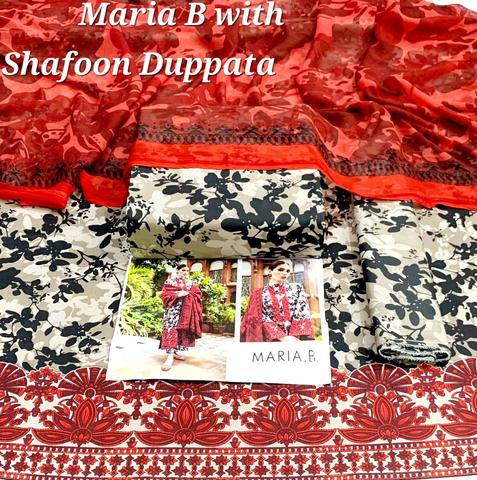 MARIA.B Shafoon Dupatta 3pc Lawn