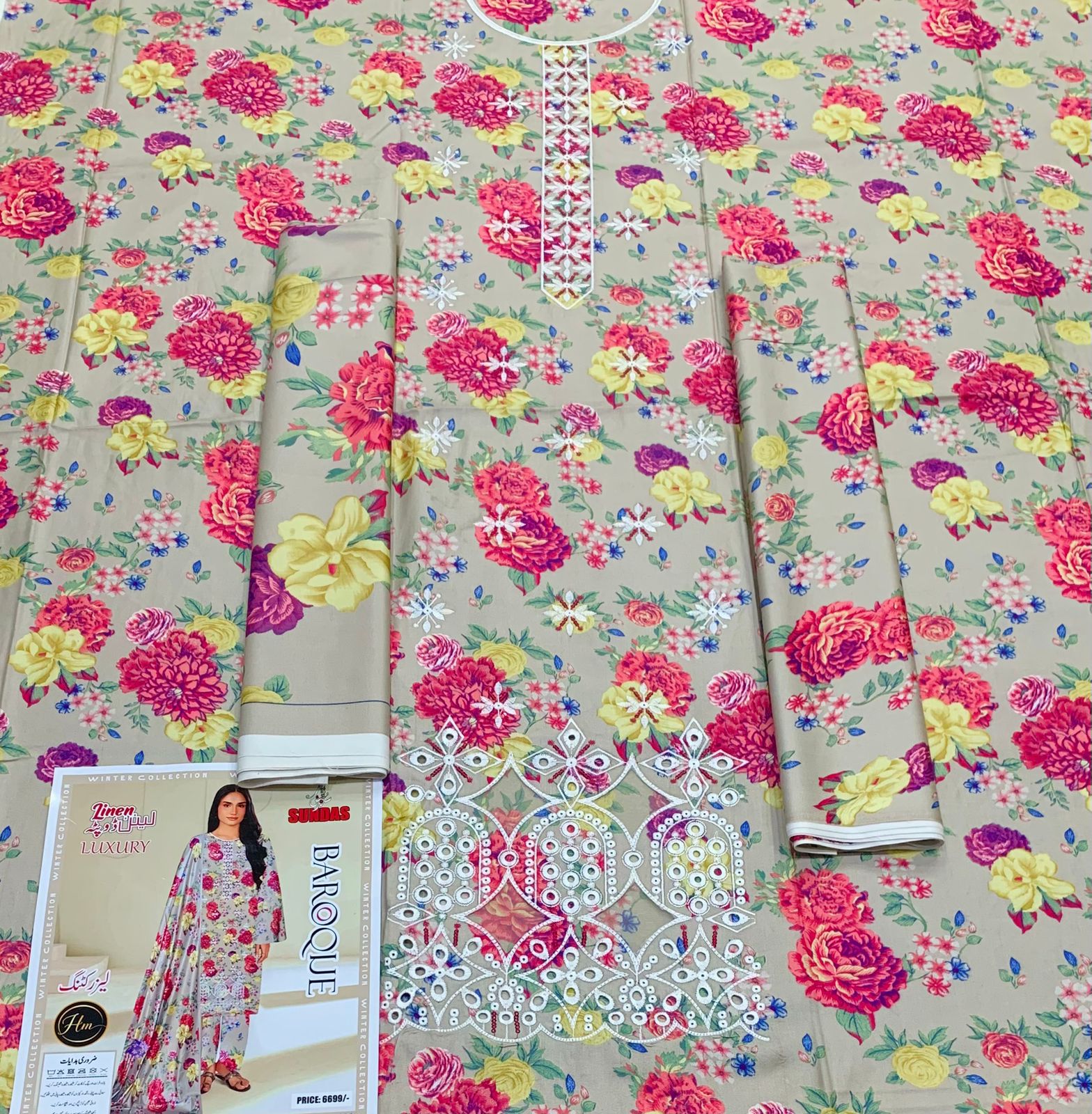 MARIA B Embroidery 3pc Linen